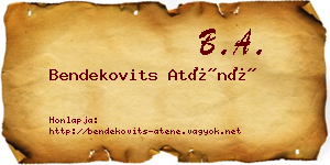 Bendekovits Aténé névjegykártya